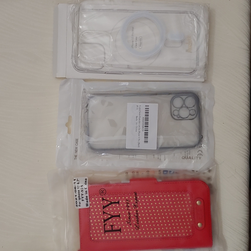 FYY Leather iPhone 12 6.7 Case, plus 2 other cases